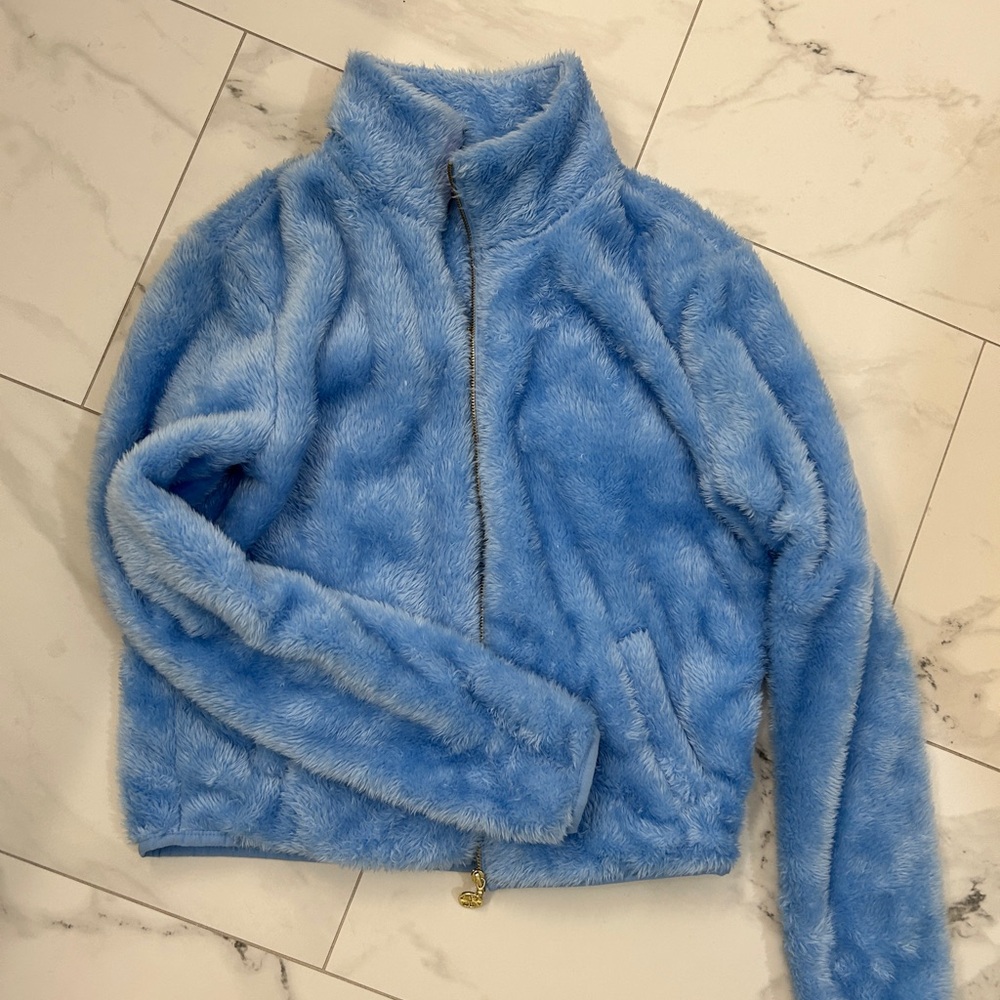 Lilly Pulitzer Cozy Blue Faux Fur Jacket